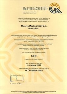 certificat d'étalonnage Minerva